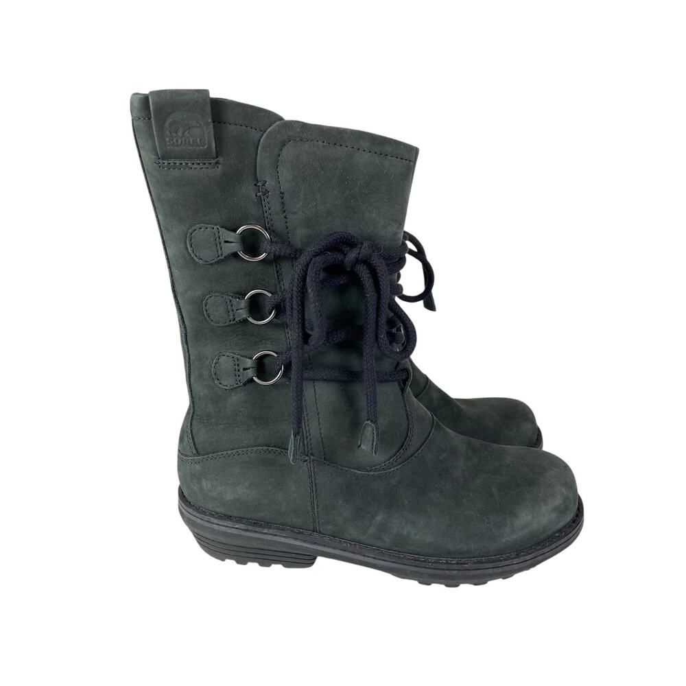 Sorel Dark Gray Lace Up Side Zip Women's Boots Size 7.5